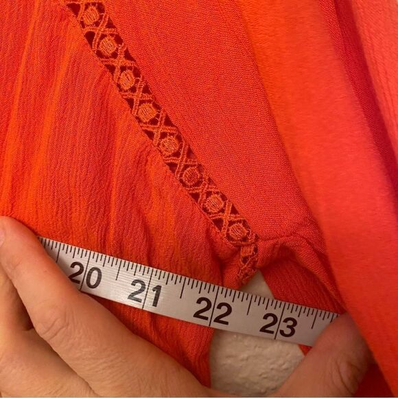 Gap Orange 100% rayon muslin long sleeve boho blouse -S Tall - Picture 6 of 7